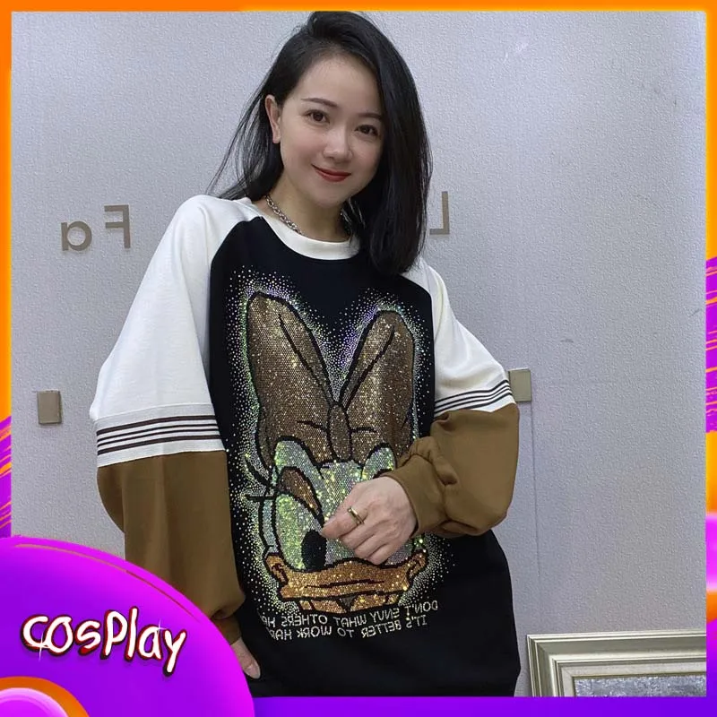 

Disney Donald Duck Hoodie Cartoon Round Neck Loose Women'S Sweatshirt Casual Top Outdoor Fashion Long Sleeves Clothing Xmas Gift