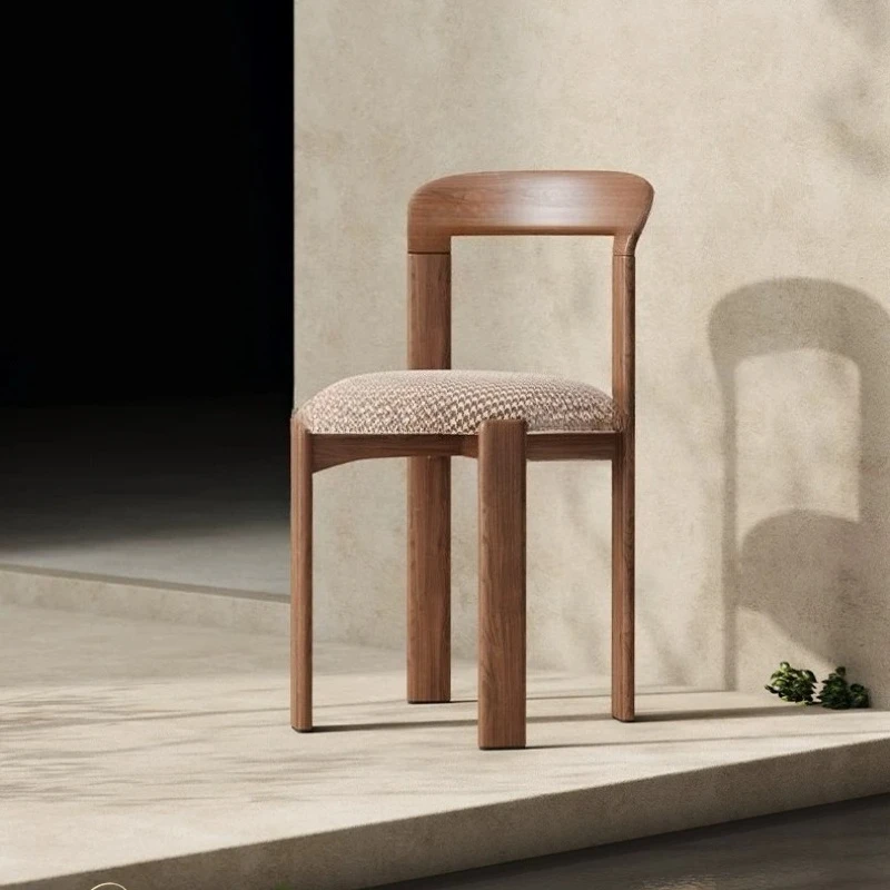 Mid-Century Upholstered Dining Chair, Solid Wood Leisure Seat with Backrest, Aesthetic Home Decor for Living Room