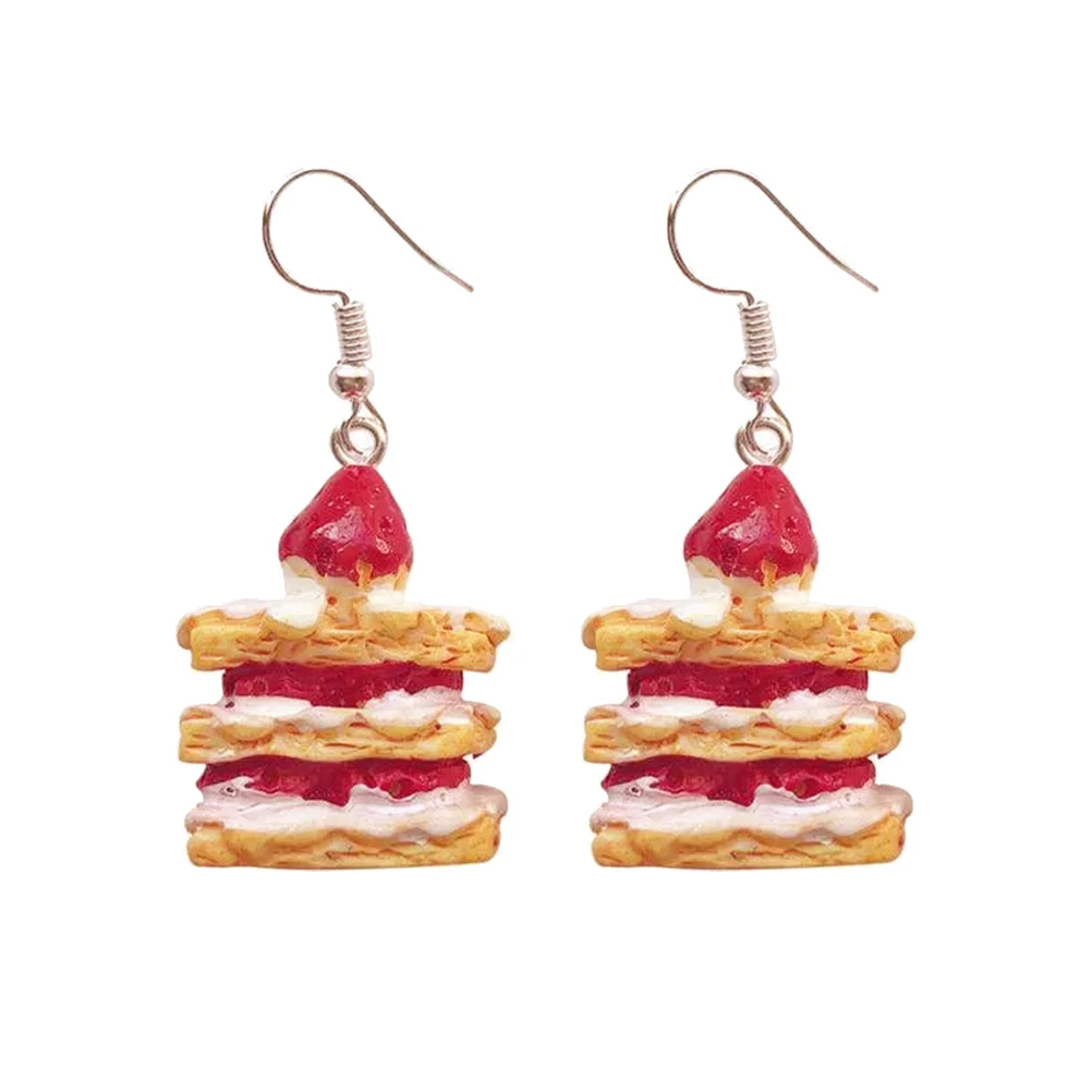 1 زوج محاكاة الفراولة أقراط الحلوى على غرار المتدلي للنساء الإبداعية الأذن مجوهرات مضحك شخصية قطرة العصرية