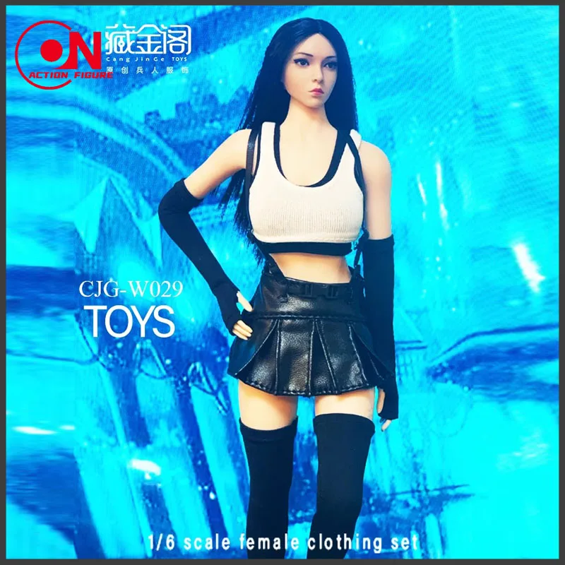 

CJG-W029 1/6 Scale Sexy Cosplay Tifa Lockhart 3.0 Clothes Set Vest Leather Skirt Socks Uniform Model for 12 inches Action Figure