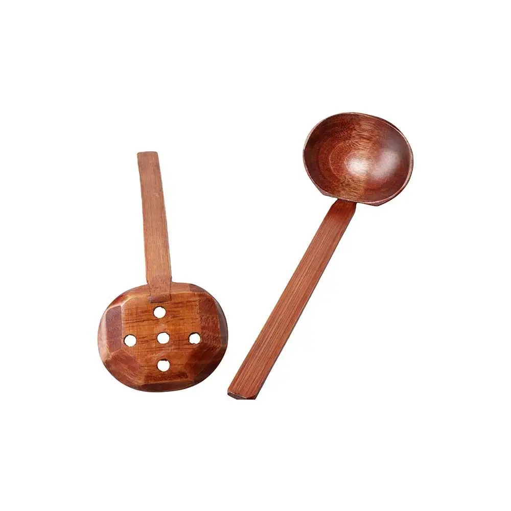 Restaurant Multi-Use Colander Ladle Wooden Tableware Kitchen Utensil Tool Ramen Spoon Slotted Spoon Soup Spoon