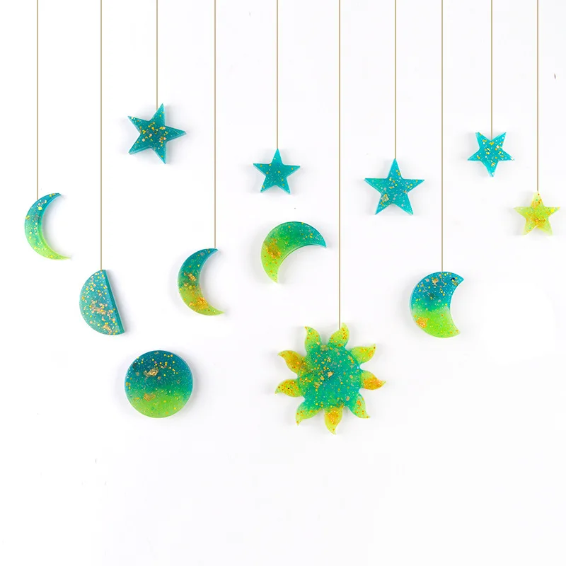 SZ022 DIY Sun Moon Star Pendant Epoxy Resin Silicone Mold For Lunar Eclipse Wall Decoration Making