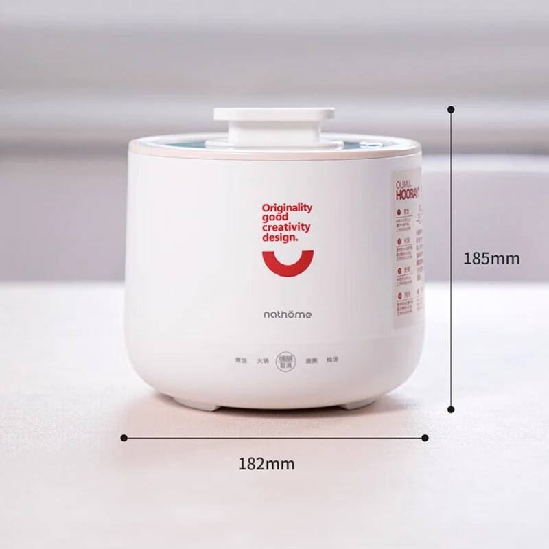 

Small Electric Rice Cooker with 2L Capacity Non-Stick Inner Pot and Visual Lid for Cooking Rice Porridge and Soup220V