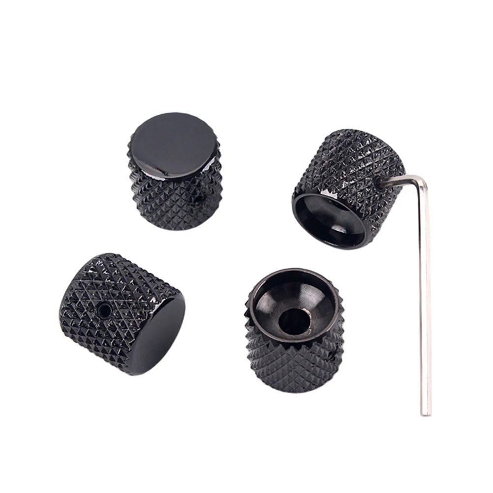 

4 Pcs Guitar Control Knob Replacement Parts Electric Bass Amp Aluminum Alloy Tone Volume Flat Shaft Concentric Split Pot