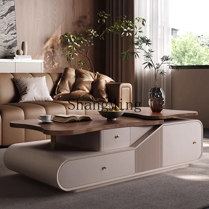 

LXY light luxury new living room small apartment household multi-functional lifting coffee table tea table
