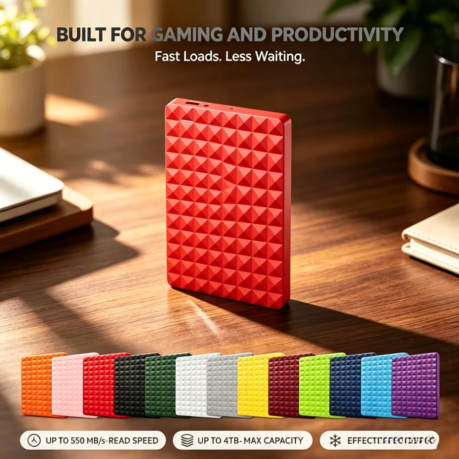 NEW Original Gary/Red/Purple 2.5 Inch Portable External Hard Drive USB 3.0 Ultra High Speed High Capacity for Laptop PC Desktop