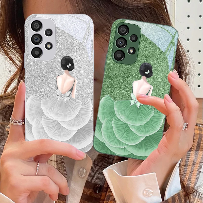 Coque de téléphone colorée en verre de fille de fleur pour Samsung Galaxy, S10, 4G, S20, 11E, 30, S21, 21, 22, S24 Fe Pro, S23, S25 Ultra, 5G, S9, Guatemala