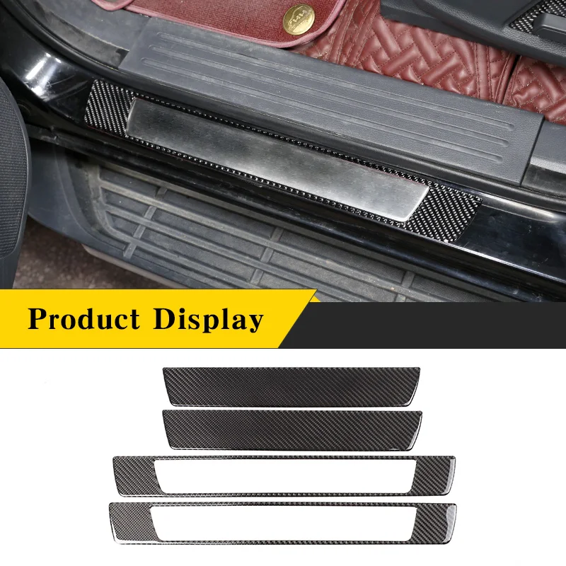

For Ford Ranger Wildtrak 2015-2021 Real Carbon Fiber Car External Sill Bar Welcome Pedal Scuff Plate Sticker Trim Car Accessorie