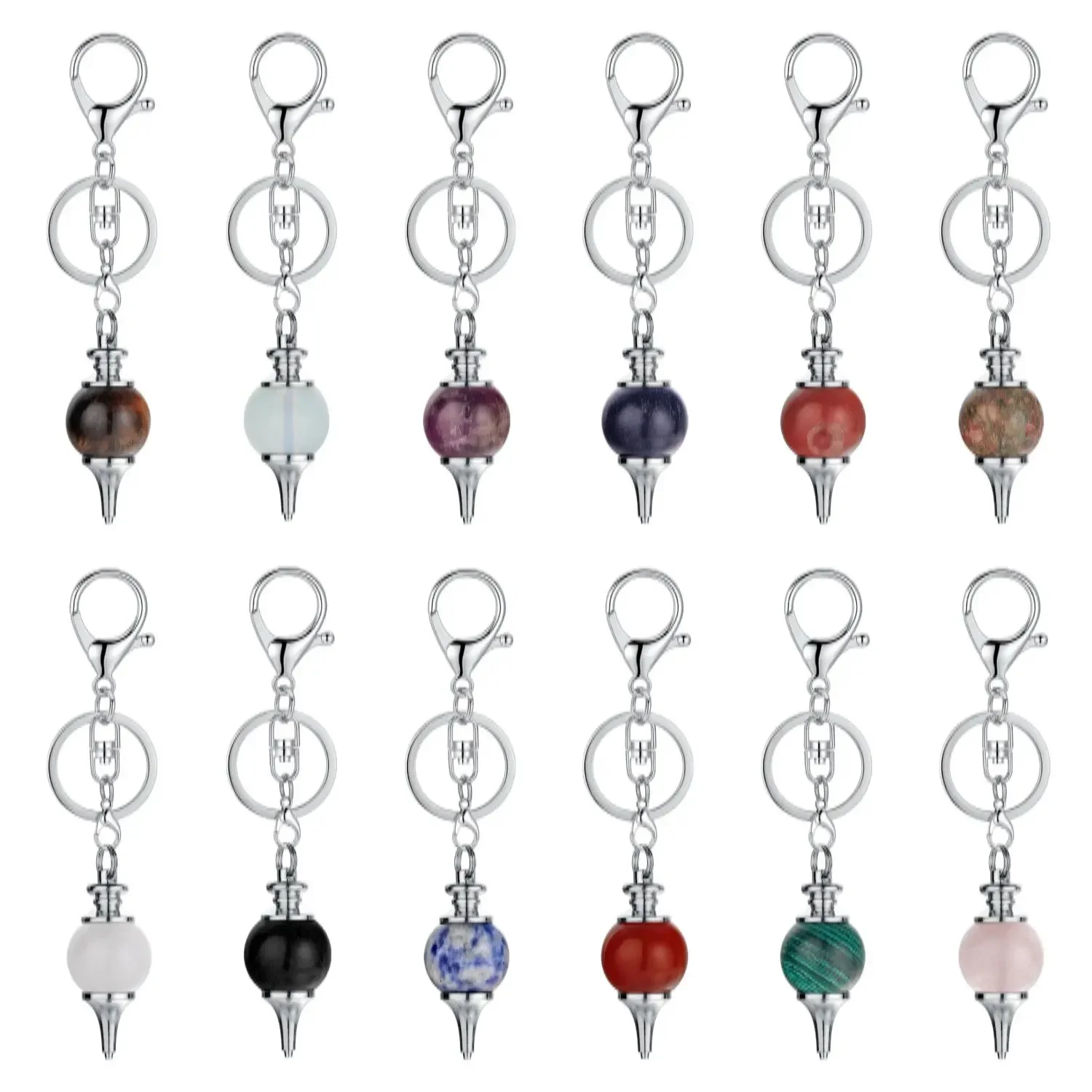 

Healing Chakra Crystal Keychain Handbag Purse Household Charm Ornament Gemstone 18MM Balls Pendant Keyring Accessories