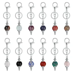 Healing Chakra Crystal Keychain Handbag Purse Household Charm Ornament Gemstone 18MM Balls Pendant Keyring Accessories