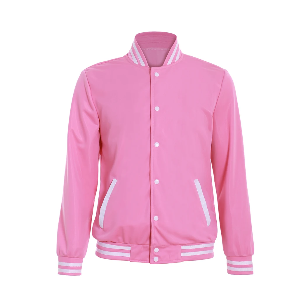 Anime Steven Universe Cosplay Kostüm Rosa Varsity-Jacke für Erwachsene Herren Baseball-Uniform Quarz-Bomberjacke Halloween-Party-Outfits