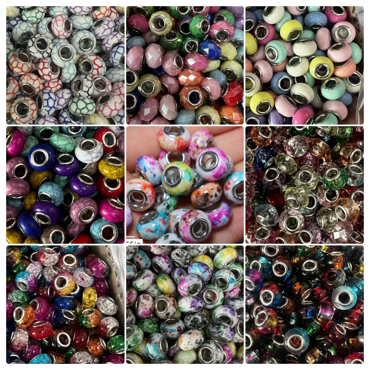 14 mm grote gatenkralen, acrylkralen. Gebarsten kralen, macaronkleur, gebarsten tweekleurig. DIY decoratiekralen, intervalkralen