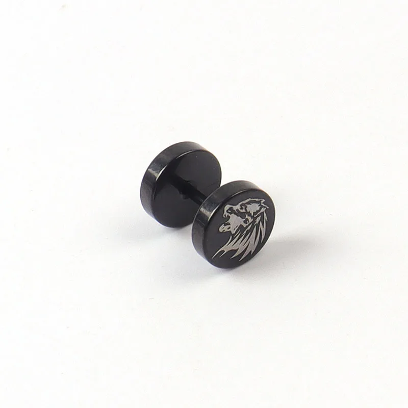 1Pair Viking Barbell Stud Earring For Men/Women Moon Flower Cross Stainless Steel Screw Studs Punk Gothic Piercing Jewelry view 4