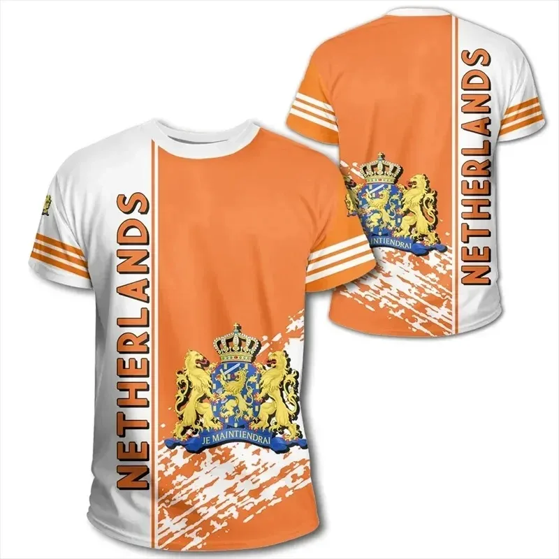 

Футболка мужская с 3D-принтом, свободная Спортивная рубашка с голландским флагом, с круглым вырезом, с коротким рукавом, в классическом стиле, новый дизайн