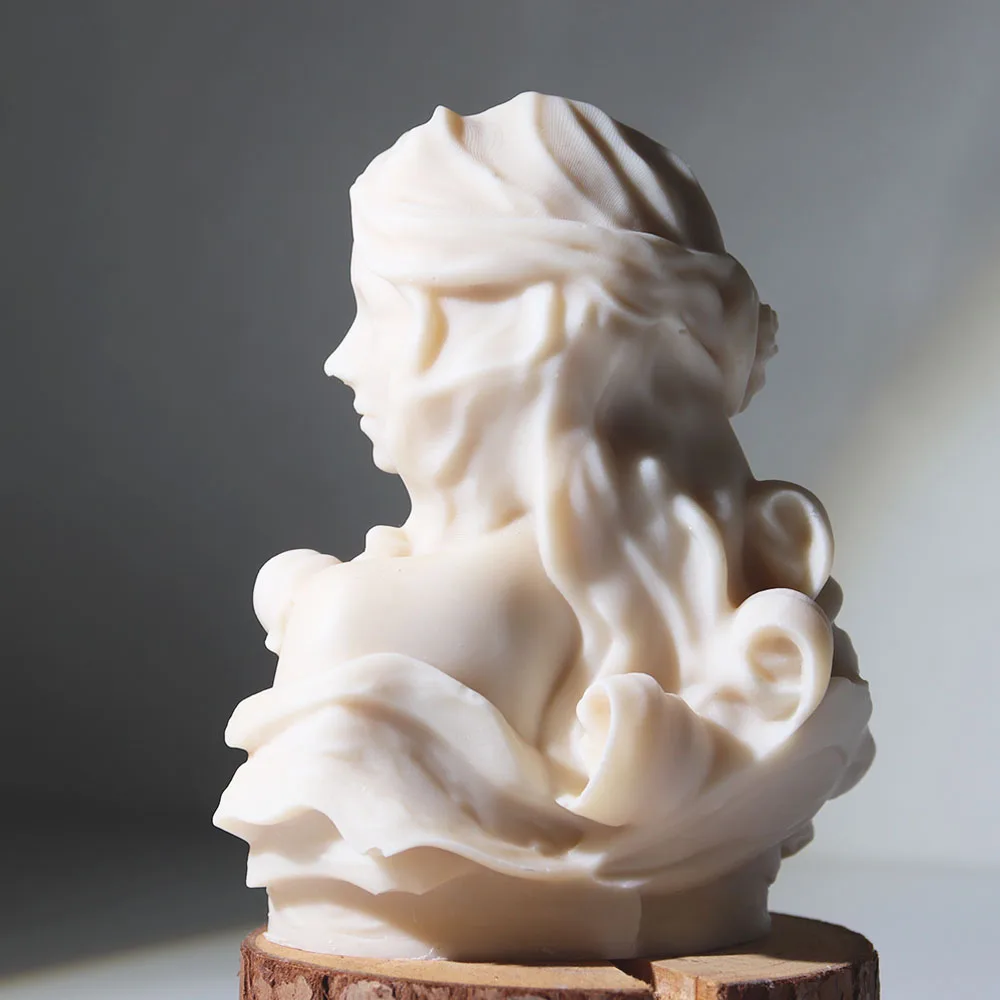 Abstract Greek Goddess Statue Silicone Mold Handmade Bust Queen Art Sculptural Candle Making Wax Mould Art Craft Desktop Decor