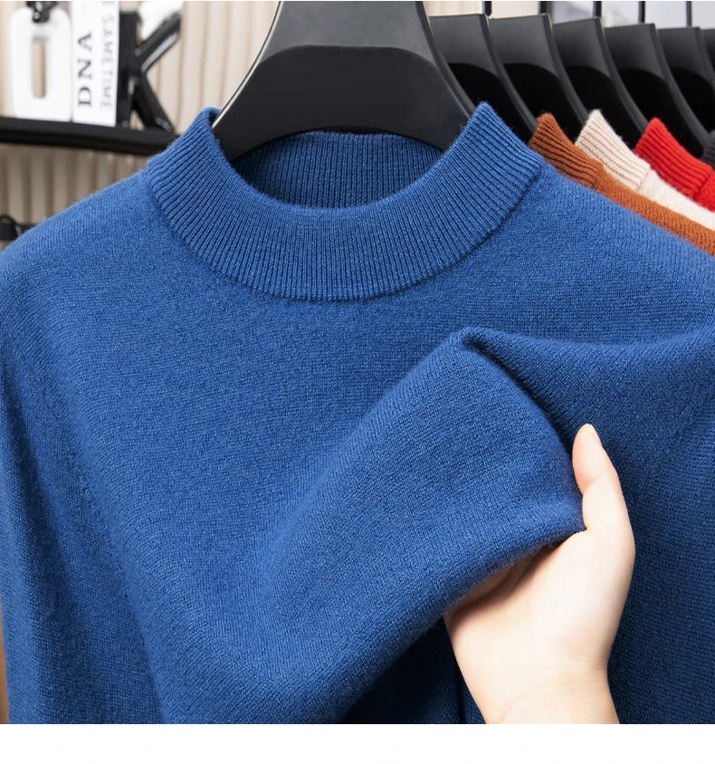 

Осень/зима 2022, хит продаж, 100% элитный шерстяной свитер для мужчин, утолщенный теплый свитер с высоким воротником, вязаный базовый свитер