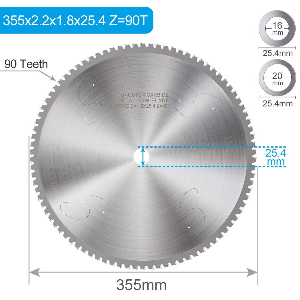XCAN Metallschneideblatt 305–355 mm Kreissägeblatt für Aluminium, Eisen, Stahl, Metallbearbeitung, Trennscheibe, Sägescheibe – Detail 15