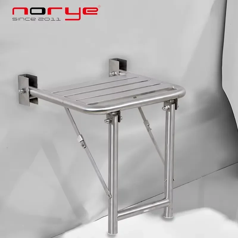 Modern Stainless Steel Wall Mounted Folding Shower Seat Bathroom Safety Chair Foldable Bench for Elderly Disabled Kitchen Use