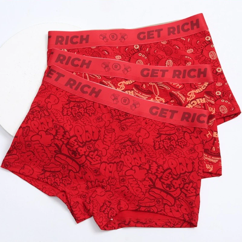 

Lucky Red Women Cotton Panties Briefs Breathable Pants Mid-waist Student Girls Boxers Beathable Boyshort Underwears Intimates