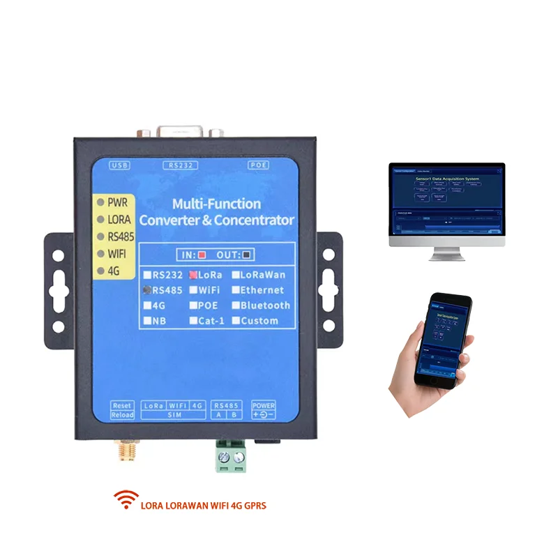 4G GPRS Wireless Module WIFI LORA LORAWAN DTU Gateway with RS485 Interface Supporting Server and Software