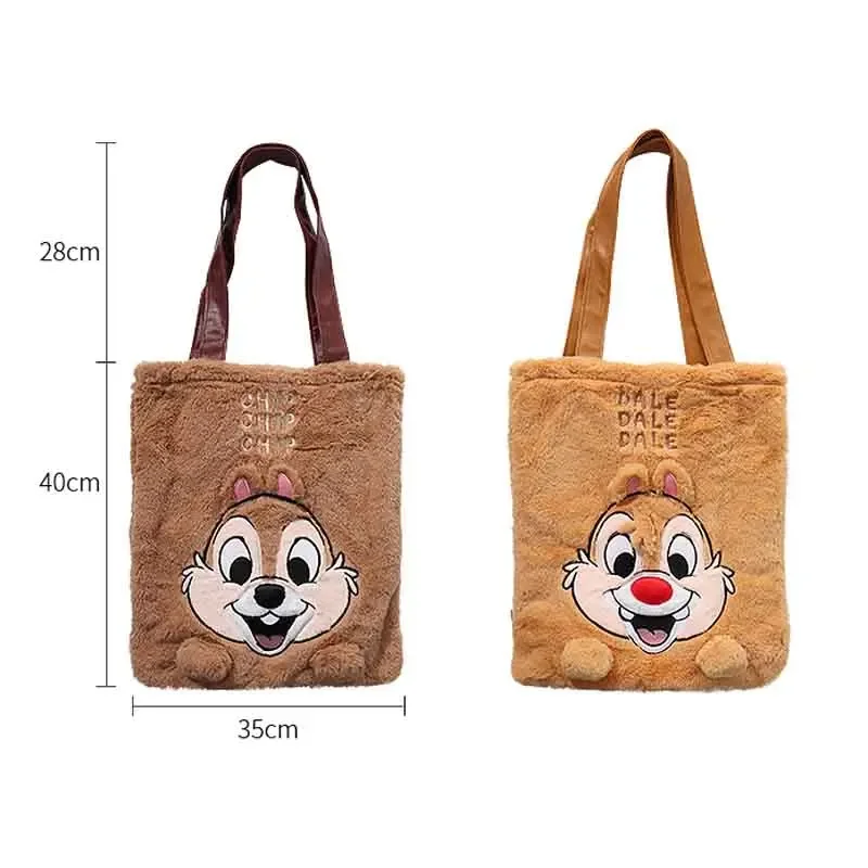 Disney Anime Figure Cartoon Dale Chip Plush Doll Large Capacity Shoulder Bag Kawaii Cute Storage Handbag Shopping Bags Girl Gift