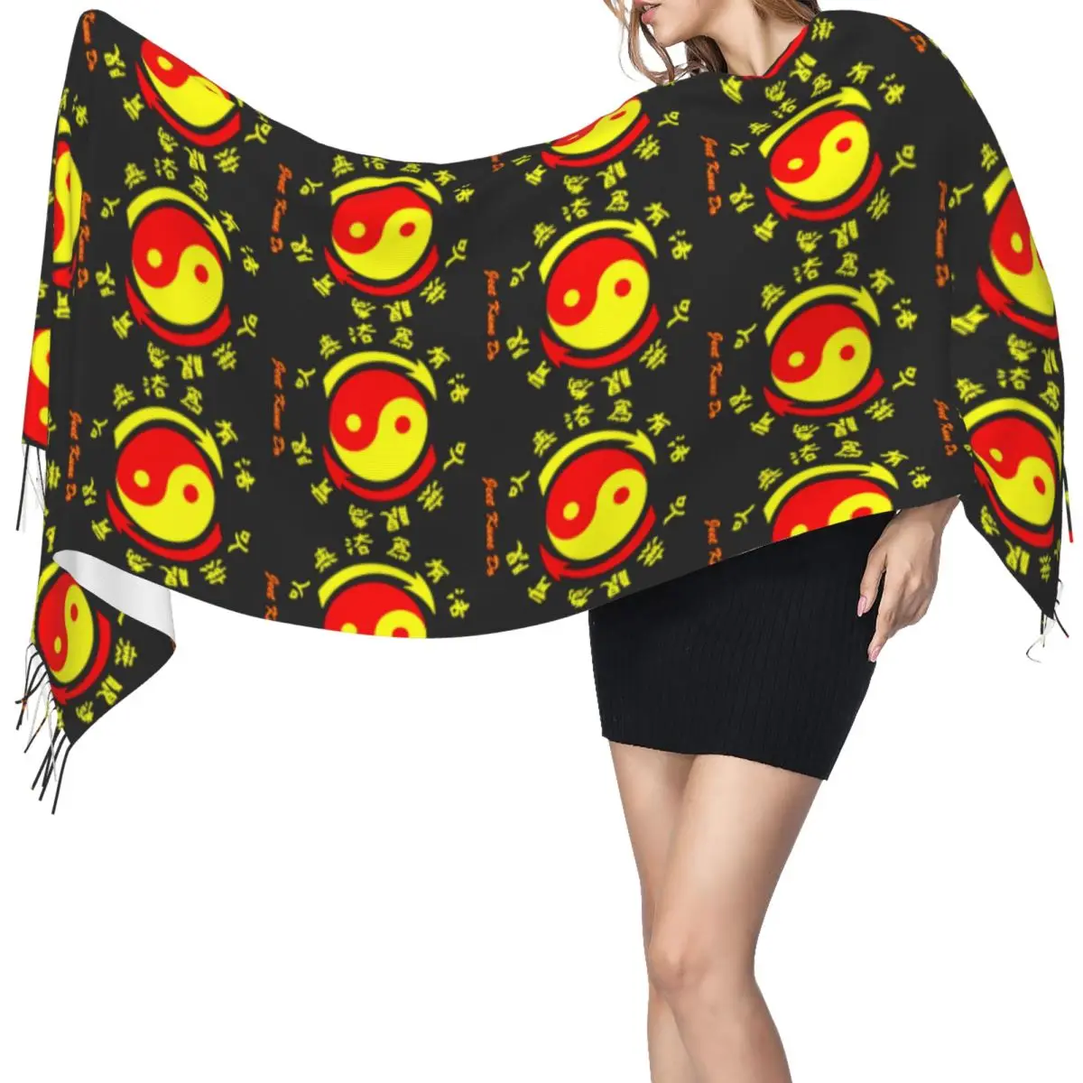 

Академия боевых искусств Jeet Kune Do 1967 Wing Chun Legend 3, шарф с кисточками, женские мягкие теплые шали и накидки, длинная шаль