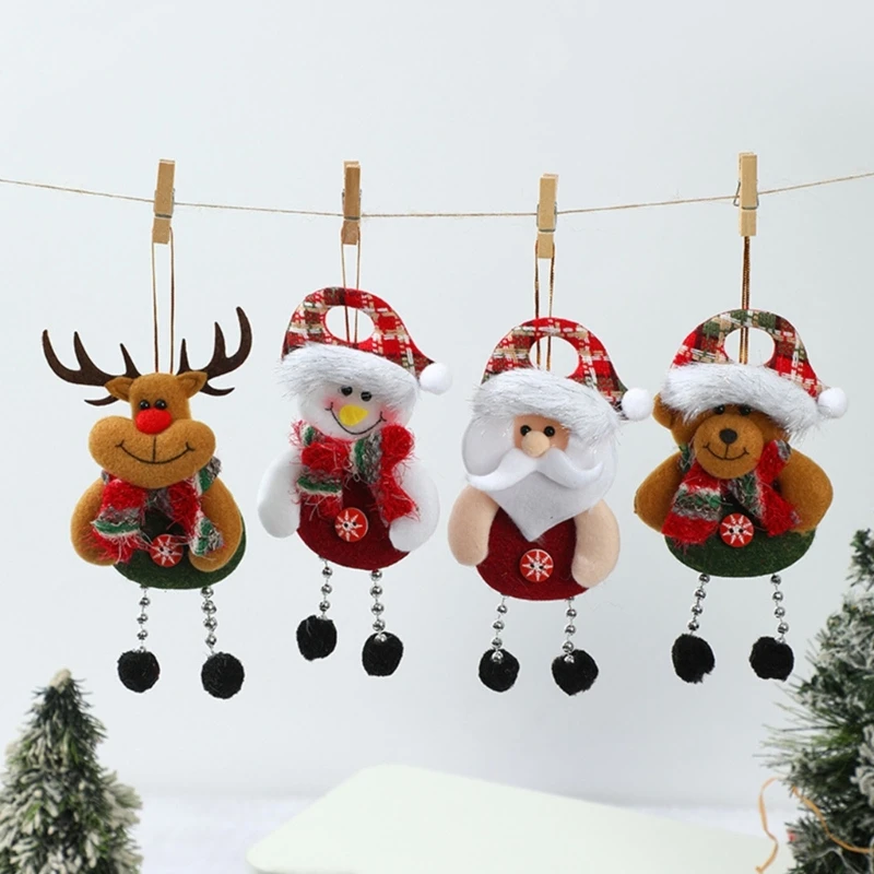 Нетканый-материал-Санта-Снеговик-Олень-Медведь-Украшение-Элегантный-кулон-в-виде-рождественской-елки