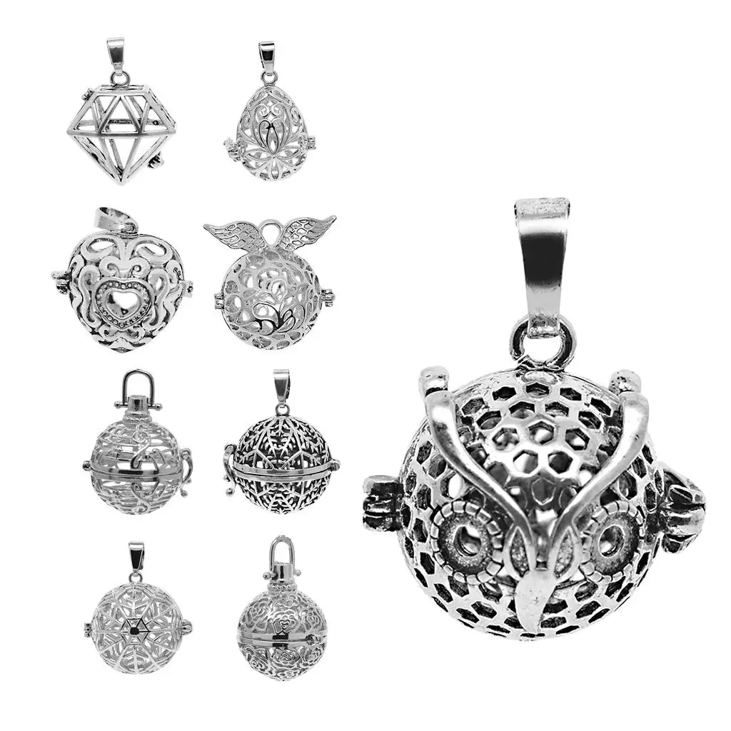 Silver Bead Cage Pendant Charms DIY Add Pearls,Perfume, Essential Oil