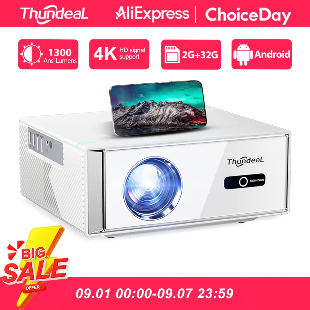 ThundeaL TD95W Android Projector Full HD 1080P WiFi 2K 4K Home Cinema Portable Smart TV Vi