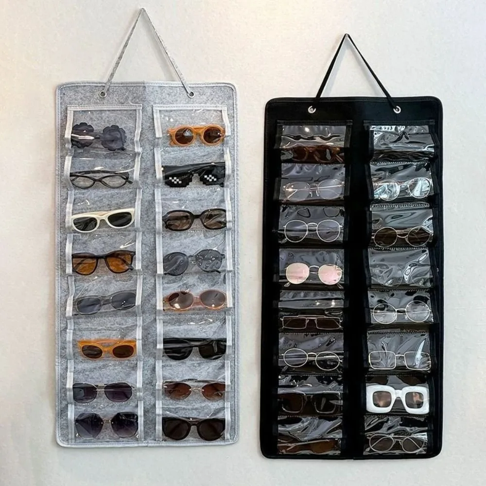 

16 Slots Eyeglasses Stand Holder Space Saving Dustproof Glasses Display Transparent Visible Hanging Design