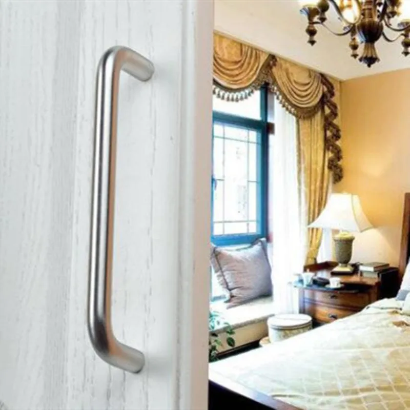 Stainless Steel Silver U Type Modern Door Handles Kitchen Cabinet Pulls Dresser Knobs and Handles