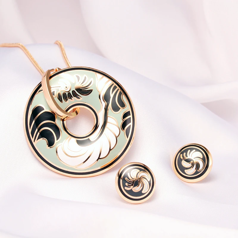 Nueva Llegada, Joyería de Moda, Regalo de Compromiso para Chicas, Conjuntos de Joyería Nupcial, Collar/Aretes con Forma de Corazón, Joyería Fina de Bisutería
