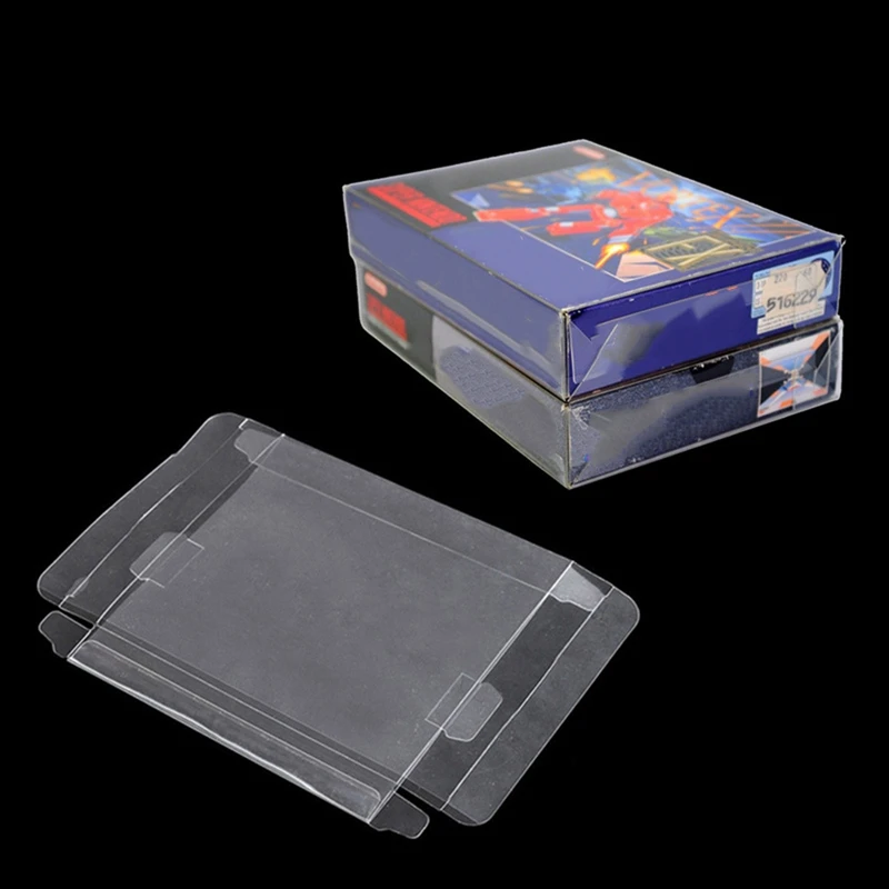 Clear PET Plastic Box Protector Case, Capa de mangas para SNES, N64, CIB, Caixa de cartucho de jogos, 10pcs por lote