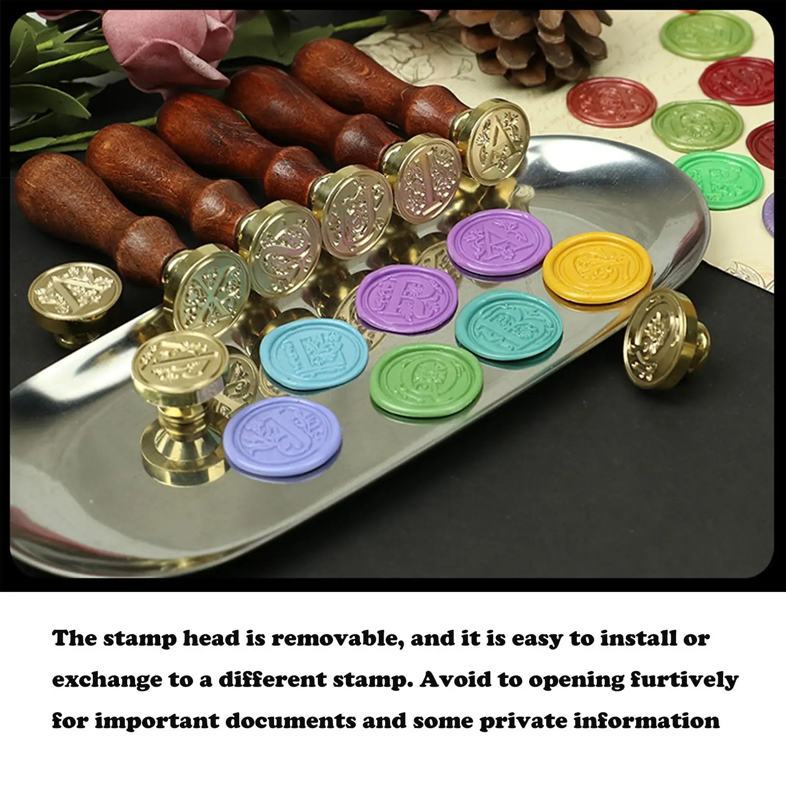 Initial Retro Brass Coin Stamp Alphabet Seal Wax for Daily Necessities Craft Gift Sets