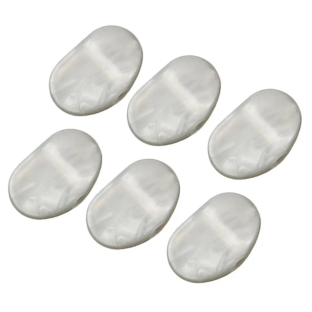 6 Pcs Oval Shape Electric Guitar Pearl Tuning Pegs Cap Tuners Machine Head Replacement Buttons Knobs, White