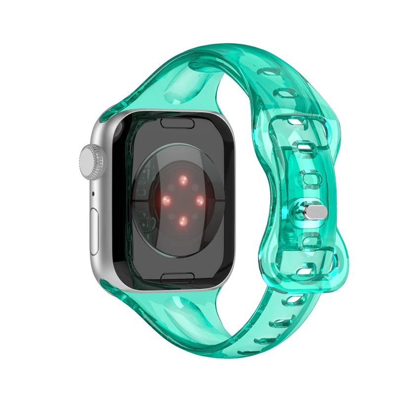 Schlankes, transparentes Armband für Apple Watch Serie 7, 6, 5, Band 42 mm, 38 mm, Correa, klares Gummi für iWatch 7, 6, 5, 4, 3, 44 mm, 40 mm, 41 mm, 45 mm