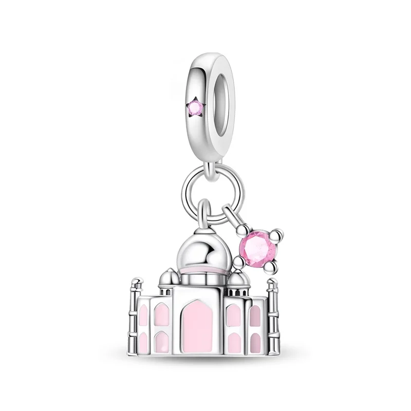 925 Sterling Silver Taj Mahal India Architecture Charms Pendant Fit Original Bracelet Necklace DIY Asia Travel Women Jewelry Sou