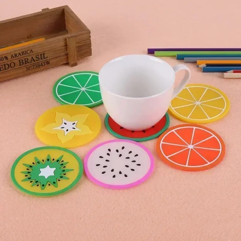 Fruit Shape Cup Coaster Silicone Slip Insulation Pad Cup Mat Hot Drink Holder Mug Stand Home Table Decorations Kitchen Accessory
