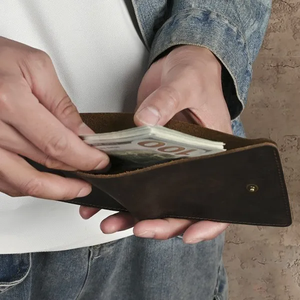 LD-Q012 Leather Short Men's Wallet, Fashionable Coin Change, Multifunctional Card Bag, Retro Top Layer Cowhide Wallet