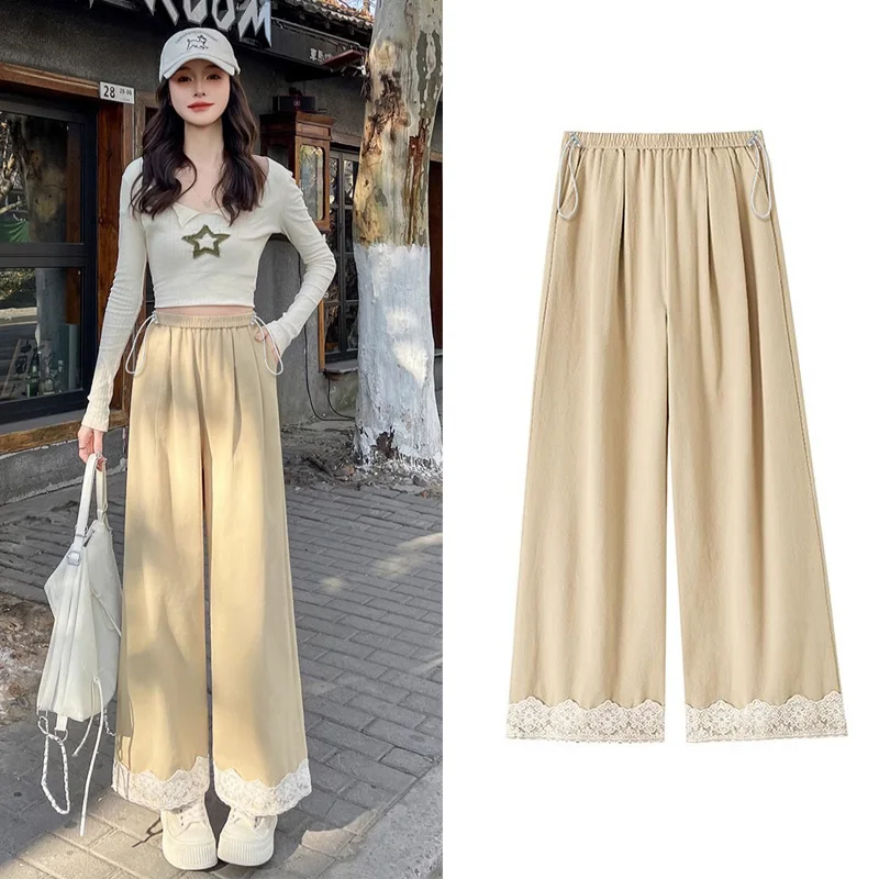 Fashionable lace Maternity Straight Pants Adjustable Waist Loose Casual Pregnant Women Pregnancy Clothes