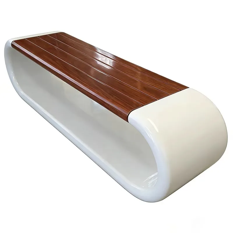 Modern art fiberglass integrated curved bench with bending and cutting service - public leisure seating in hotel lobby