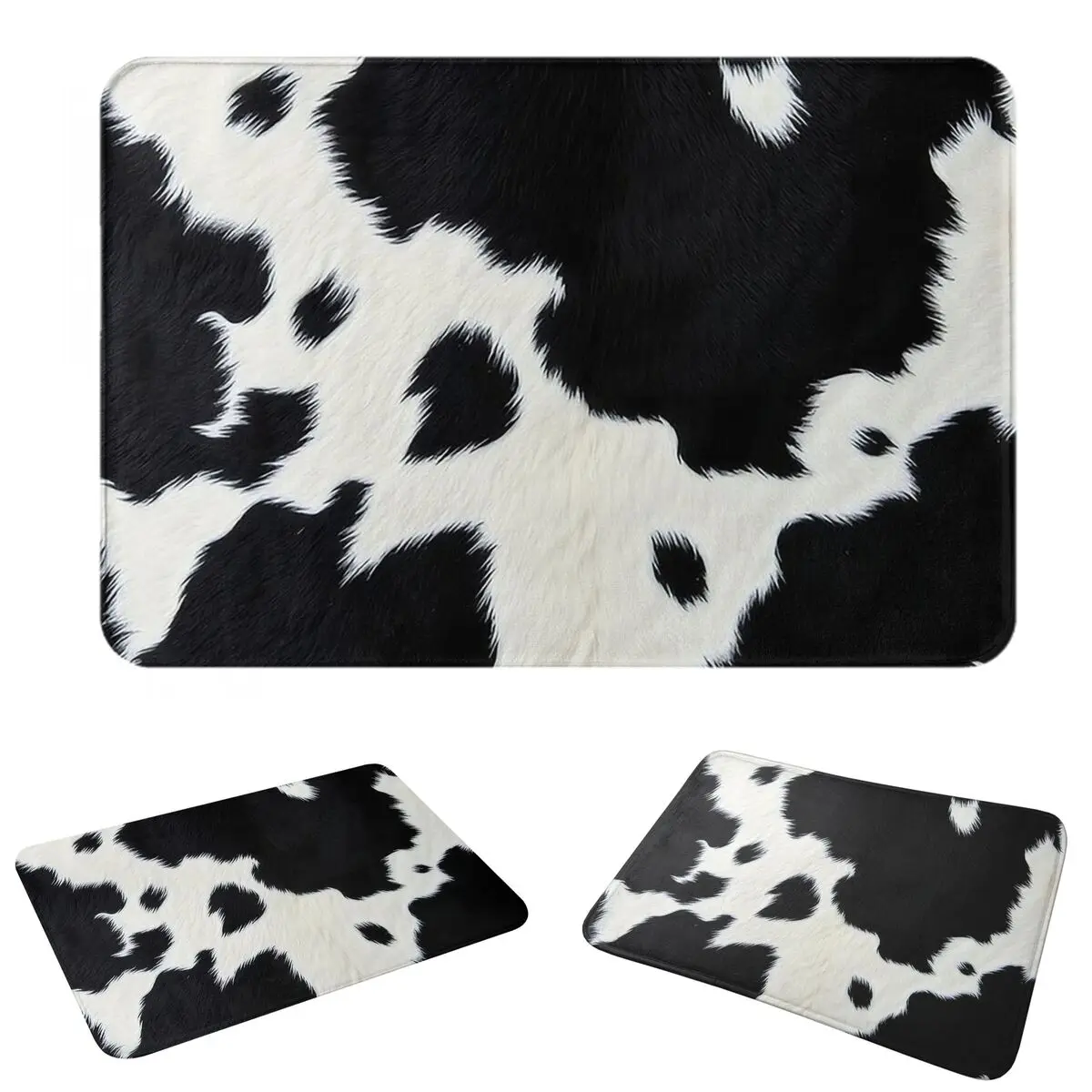 Cow Fur Cowhide Texture Cow Skin Doormat Sand Scraping Carpet Rug Kitchen Entrance Home Floor Mat for Living room Footpad Mats