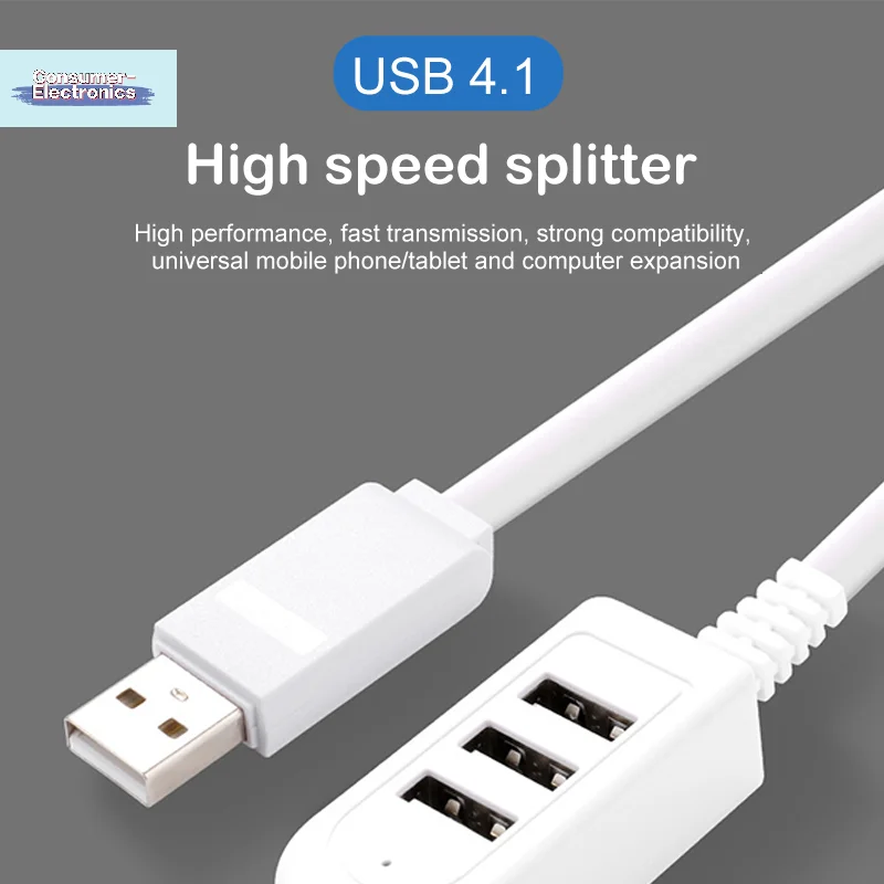 【1.2M USB Cable Extension Charger Line Hub More Than Splitter New Style 3 USB HUB Charging Cable Fast Charge USB Extension】