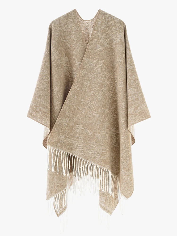 

Зимний женский и мужской шарф, многослойное пончо, элегантный ретро однотонный шарф с кисточками, шаль, женский мужской шарф, Capa Para Mujer, плащ из пашмины, новый