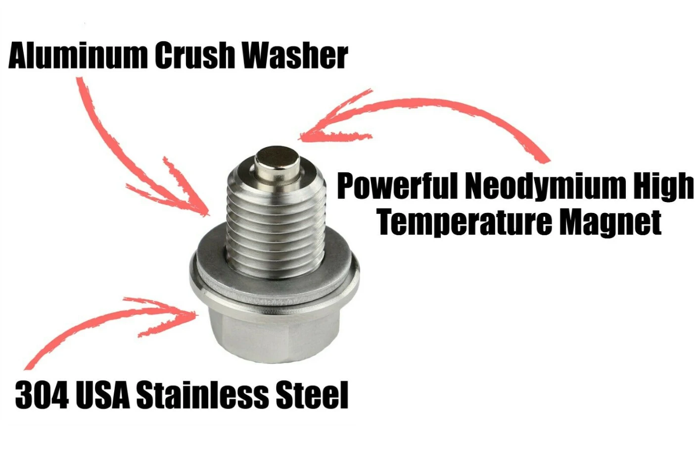 M20x1.5 Stainless Steel Neodymium Magnet Drain Plug Oil Drain Screw Fittings