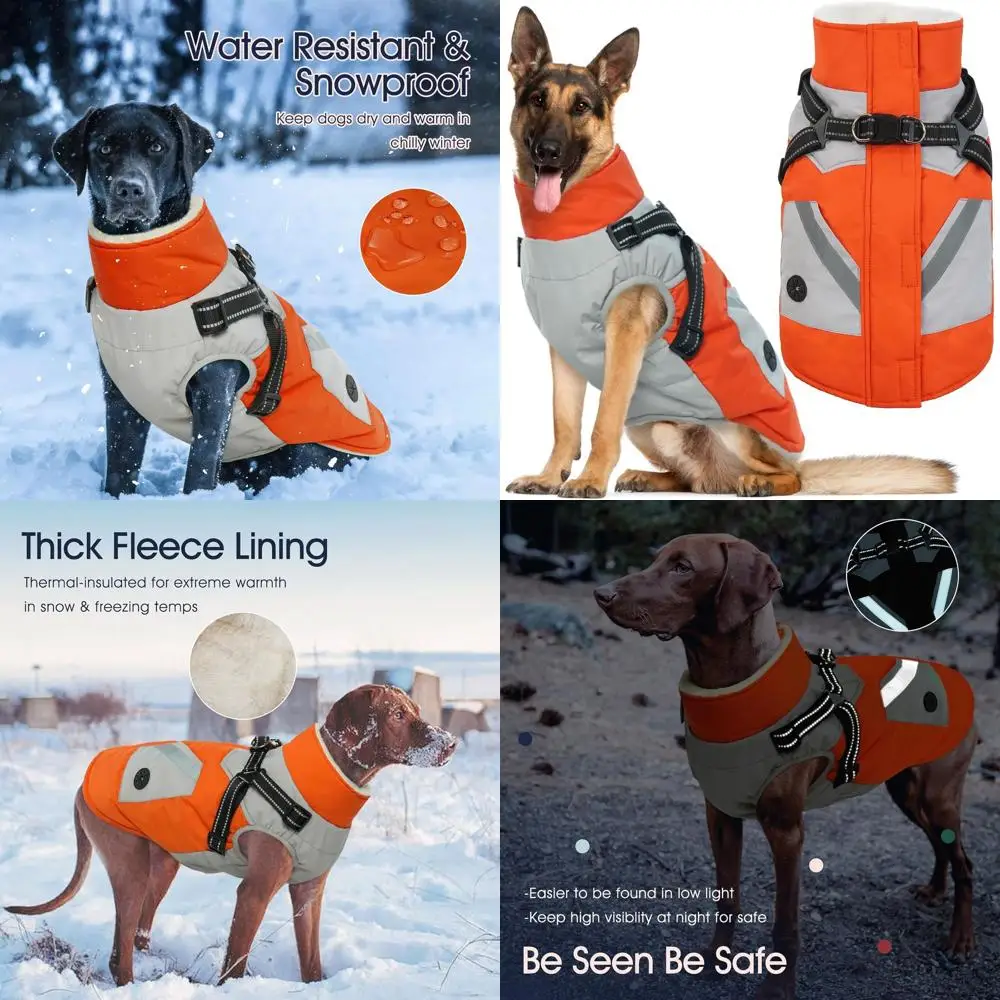 

Winter Waterproof Dog Coat with D-Ring for Large Breeds - Ideal for Labradors, German Shepherds, and Rottweilers