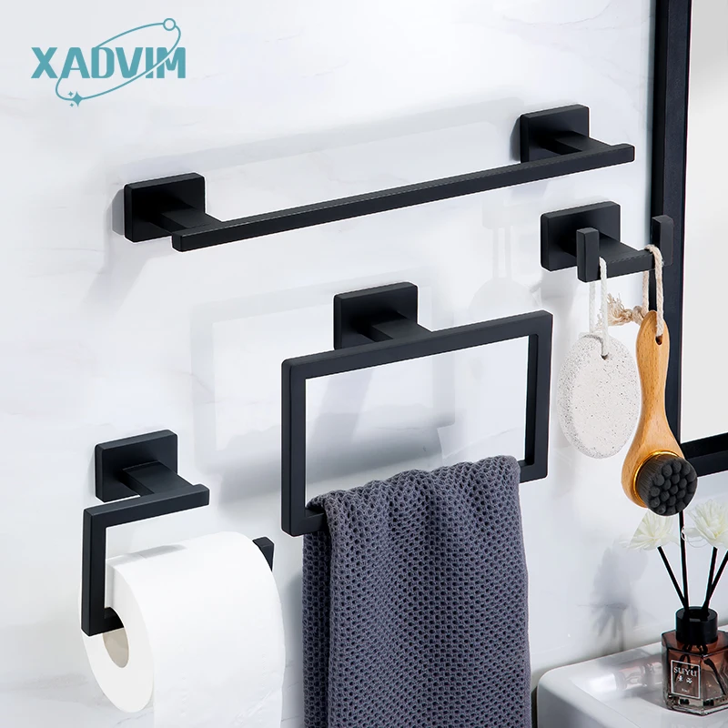 Black Gold Sliver Bathroom Hardware Set Stainless Steel Towel Holder Roll Paper Holder Towel Ring Robe Hook Bathroom Accessories