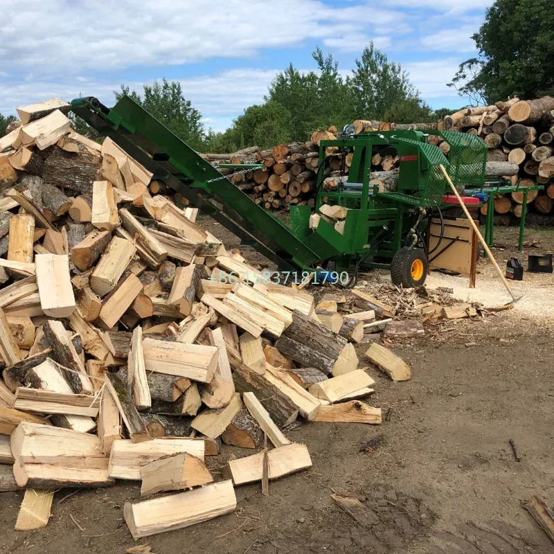 Automatic Firewood Processor 27HP Gasoline Engine E-start 35 Ton 20 Inch Wood Splitting Diameter EPA Approved Wood Chipper Price