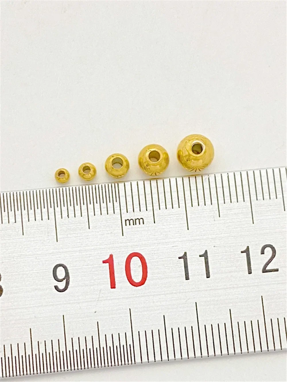 Perline d'oro sottovuoto 24k che non sbiadiscono Perline rotonde lisce Perline d'oro Perline sfuse Collana a mano con cordino fai da te Accessori materiali per gioielli