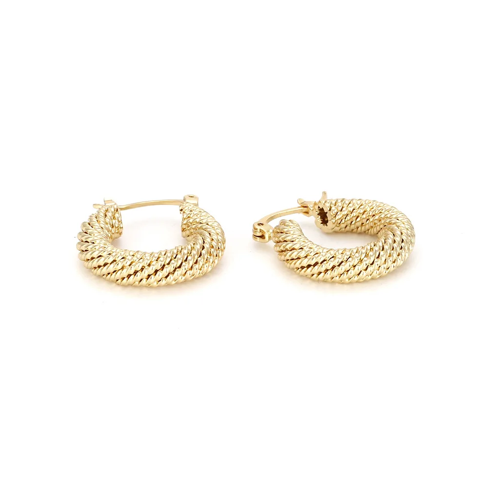 Retro metal earrings, color-retaining copper-plated U-shaped ear buckles, Hong Kong style earrings, simple atmospheric circle ea